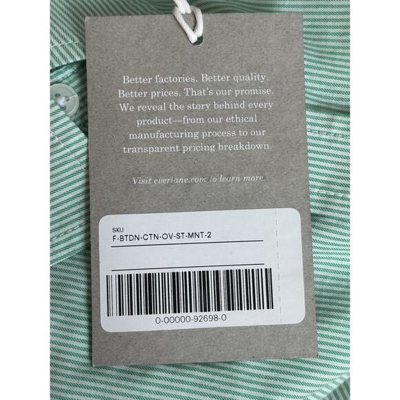 Everlane Womens Shirt Small Green Long Sleeve Button Down Oversized Preppy New - Picture 3 of 7
